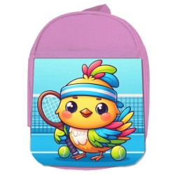 MOCHILA ROSA pajaro tenista...