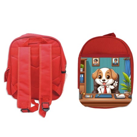 MOCHILA ROJA perro alcalde profesion concejal politico escolar personalizado