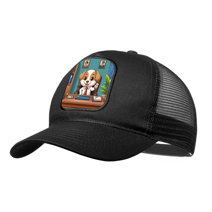 GORRA NEGRA CON REJILLA perro alcalde profesion concejal politico moda deporte