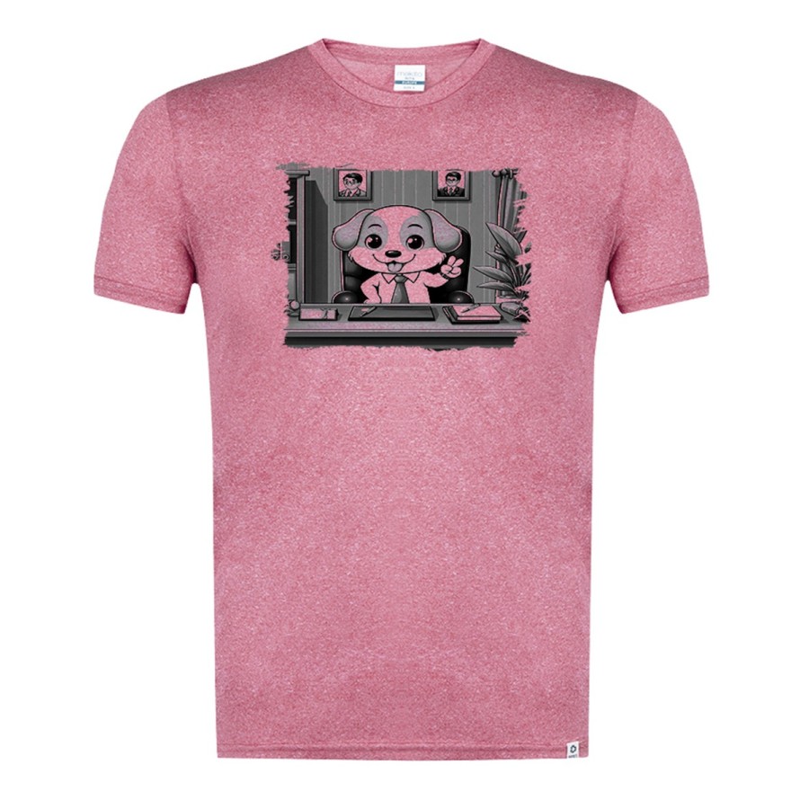 CAMISETA ROJA MEZCLA CON IMAGEN EN TONALIDADES NEGRAS perro alcalde profesion concejal politico tshirt