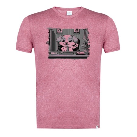 CAMISETA ROJA MEZCLA CON IMAGEN EN TONALIDADES NEGRAS perro alcalde profesion concejal politico tshirt
