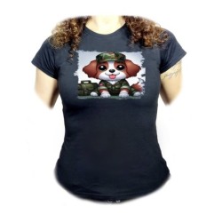 CAMISETA NEGRA MUJER perro...