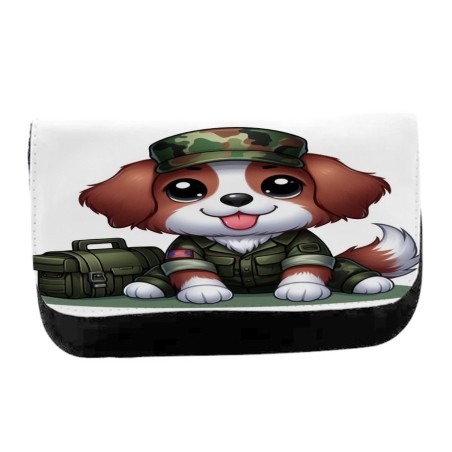 ESTUCHE NECESER DE LONA perro soldado profesion militar defensa unisex negro bolsa aseo multiusos