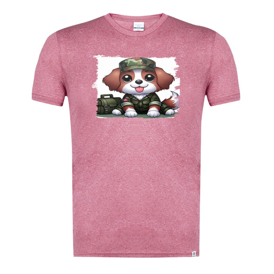 CAMISETA ROJA MEZCLA perro soldado profesion militar defensa moda verano tshirt