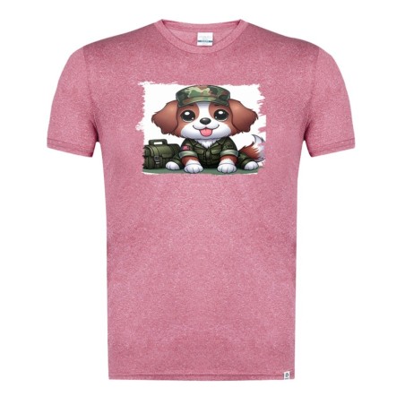 CAMISETA ROJA MEZCLA perro soldado profesion militar defensa moda verano tshirt