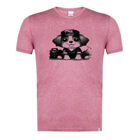 CAMISETA ROJA MEZCLA CON IMAGEN EN TONALIDADES NEGRAS perro soldado profesion militar defensa tshirt