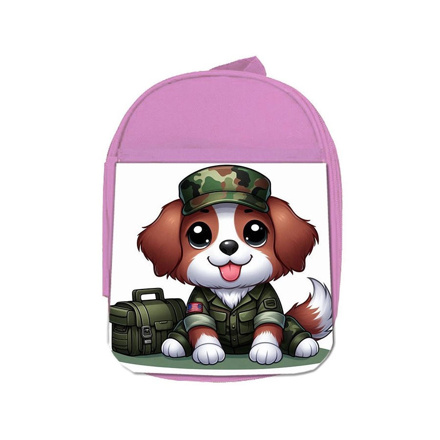 MOCHILA ROSA perro soldado profesion militar defensa escolar personalizado picnic excursión deporte