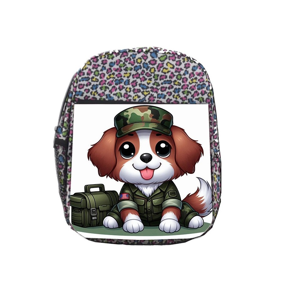 MOCHILA LUNARES ESTAMPADO perro soldado profesion militar defensa escolar personalizado picnic excursión deporte