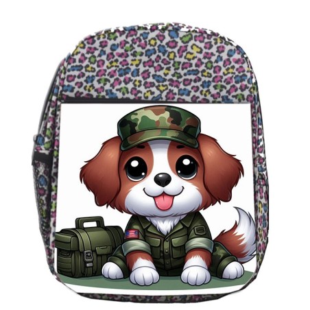 MOCHILA LUNARES ESTAMPADO perro soldado profesion militar defensa escolar personalizado picnic excursión deporte