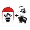 PACK MOCHILA ROJA Y ESTUCHE logo pintor profesion pintura brochas material escolar