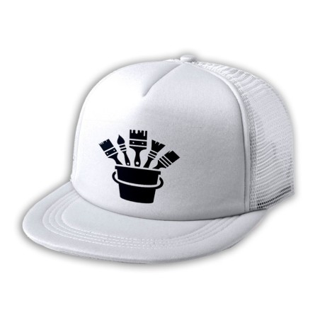 GORRA 5 PANELES REDECILLA TRASERA logo pintor profesion pintura brochas estilo rapero