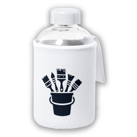BIDON CRISTAL CON FUNDA SOFT SHELL logo pintor profesion pintura brochas tapon seguridad botella