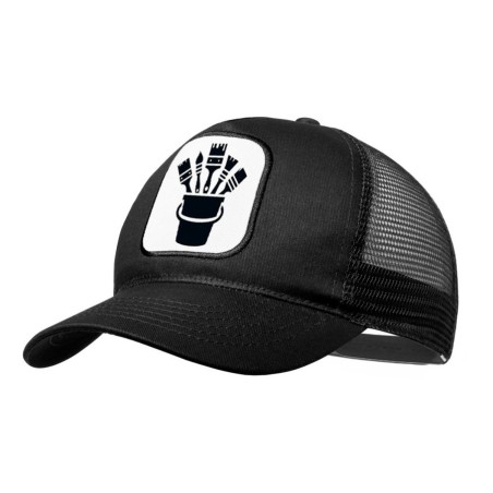 GORRA NEGRA CON REJILLA logo pintor profesion pintura brochas moda deporte