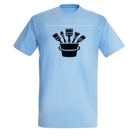 CAMISETA AZUL CIELO logo pintor profesion pintura brochas moda verano personalizada
