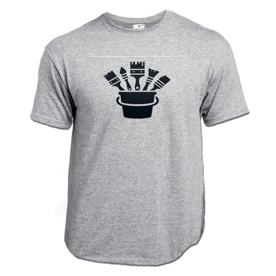 CAMISETA GRIS MEZCLA logo pintor profesion pintura brochas moda verano personalizada