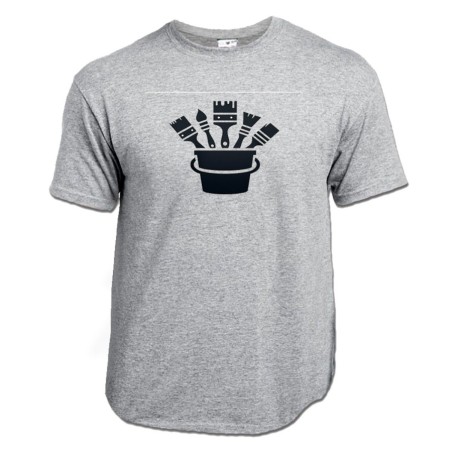 CAMISETA GRIS MEZCLA logo pintor profesion pintura brochas moda verano personalizada