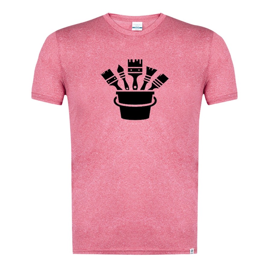 CAMISETA ROJA MEZCLA CON IMAGEN EN TONALIDADES NEGRAS logo pintor profesion pintura brochas tshirt