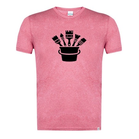 CAMISETA ROJA MEZCLA CON IMAGEN EN TONALIDADES NEGRAS logo pintor profesion pintura brochas tshirt