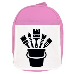 MOCHILA ROSA logo pintor profesion pintura brochas escolar personalizado picnic excursión deporte