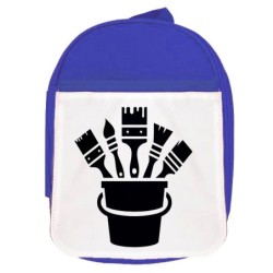 MOCHILA AZUL logo pintor profesion pintura brochas escolar personalizado picnic excursión deporte