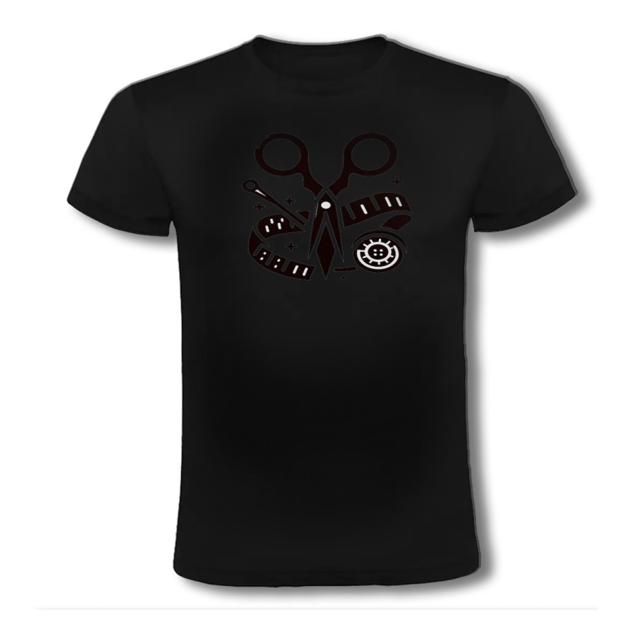 CAMISETA NEGRA logo sastre profesion sastreria moda moda verano personalizada