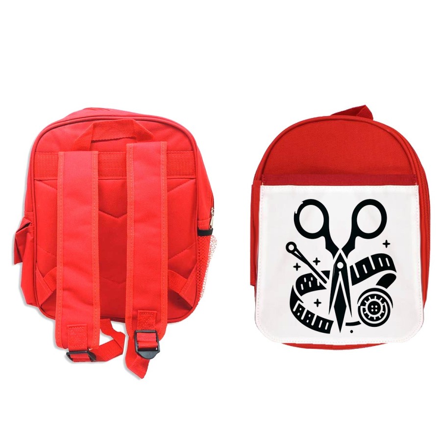 MOCHILA ROJA logo sastre profesion sastreria moda escolar personalizado