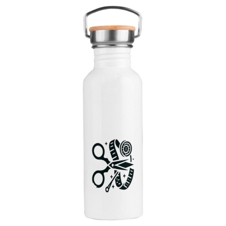 BIDON 750 ML ACERO INOXIDABLE ESTILO RETRO logo sastre profesion sastreria moda deporte deportivo botella