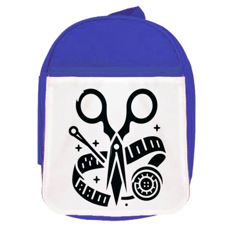 MOCHILA AZUL logo sastre profesion sastreria moda escolar personalizado picnic excursión deporte