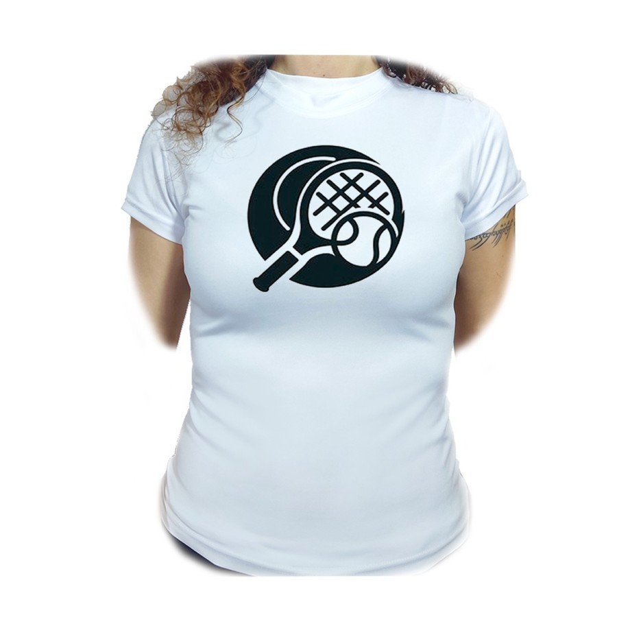 CAMISETA MUJER logo tenis deporte pelota raqueta moda personalizada