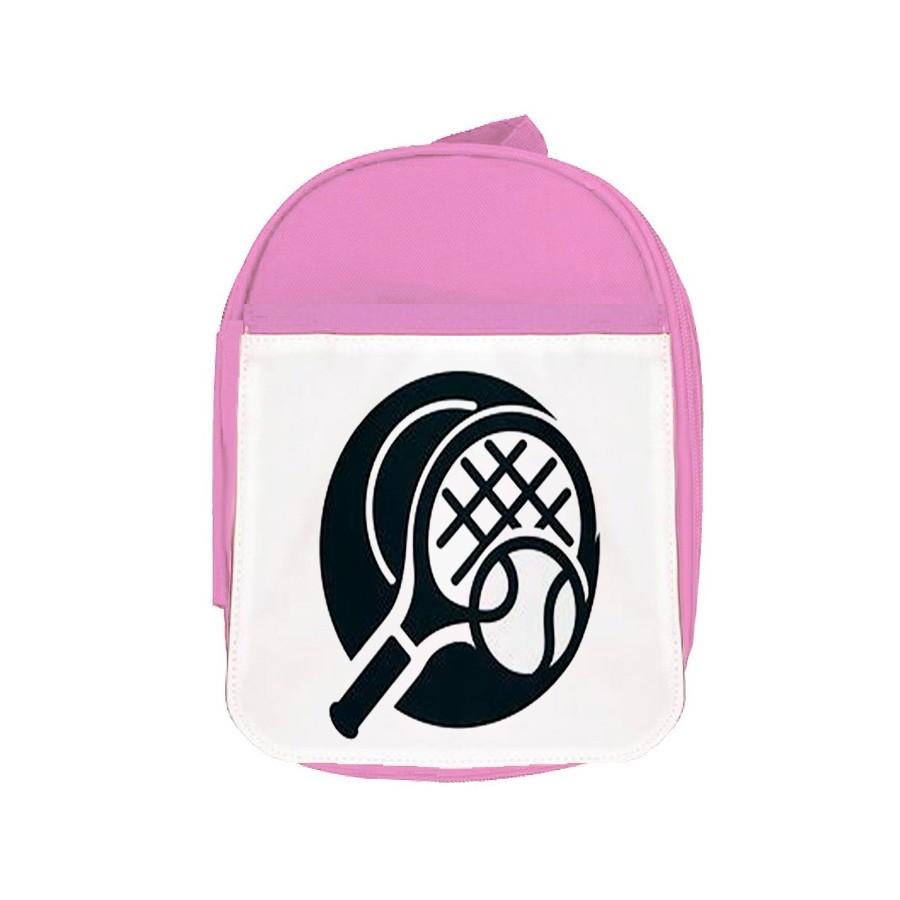 MOCHILA ROSA logo tenis deporte pelota raqueta escolar personalizado picnic excursión deporte