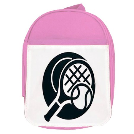 MOCHILA ROSA logo tenis deporte pelota raqueta escolar personalizado picnic excursión deporte