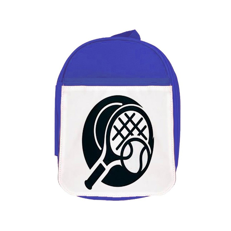 MOCHILA AZUL logo tenis deporte pelota raqueta escolar personalizado picnic excursión deporte