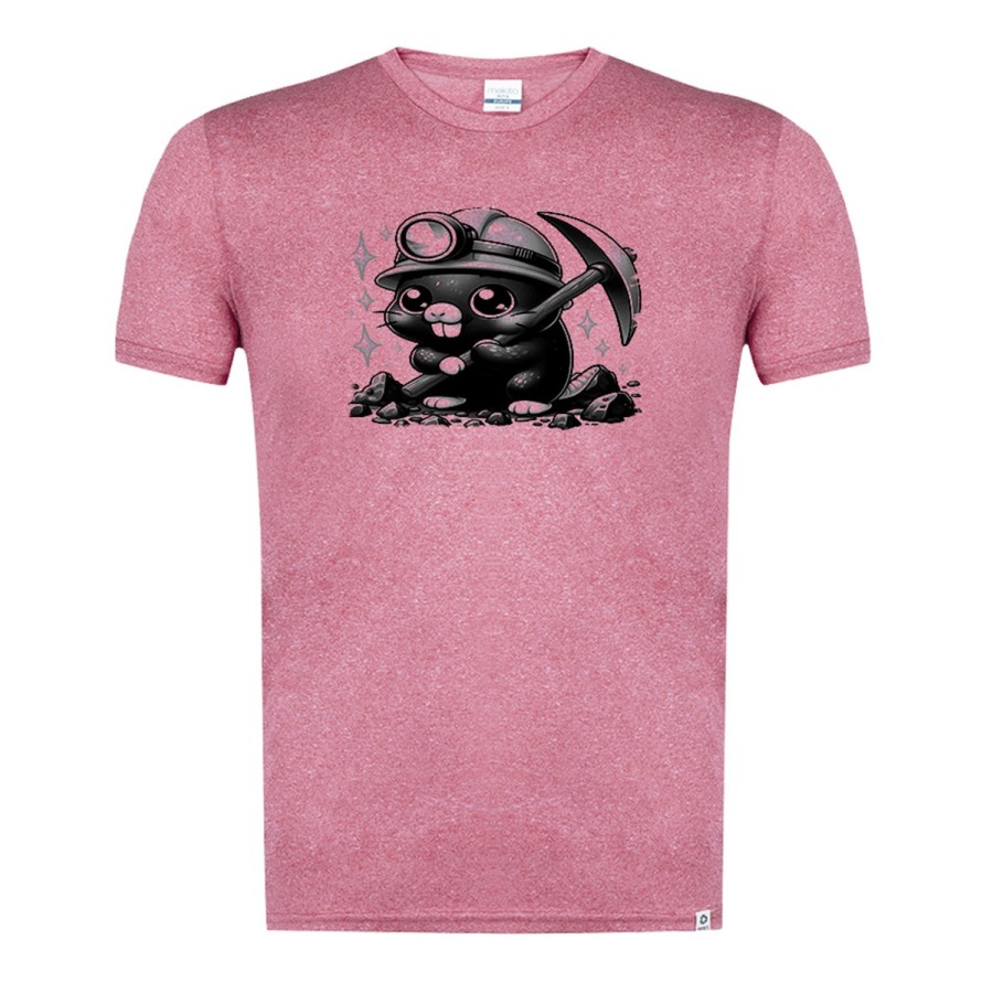 CAMISETA ROJA MEZCLA CON IMAGEN EN TONALIDADES NEGRAS topo minero profesion mineria mineral tshirt