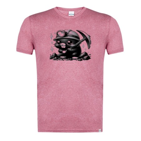 CAMISETA ROJA MEZCLA CON IMAGEN EN TONALIDADES NEGRAS topo minero profesion mineria mineral tshirt