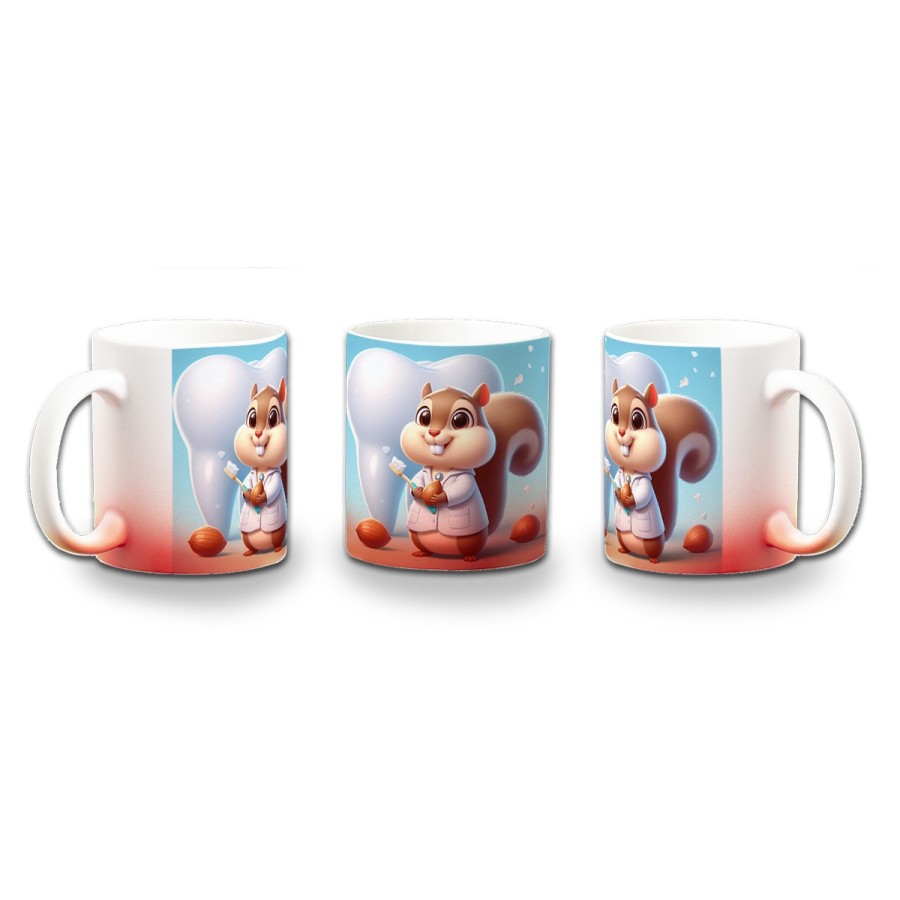 TAZA CON DEGRADADO ardilla dentista animal profesion dientes color personalizada