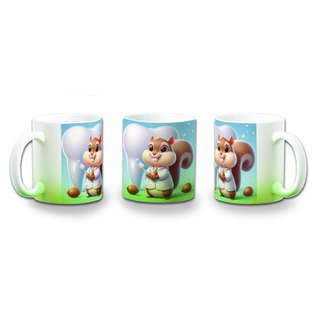 TAZA CON DEGRADADO ardilla dentista animal profesion dientes color personalizada