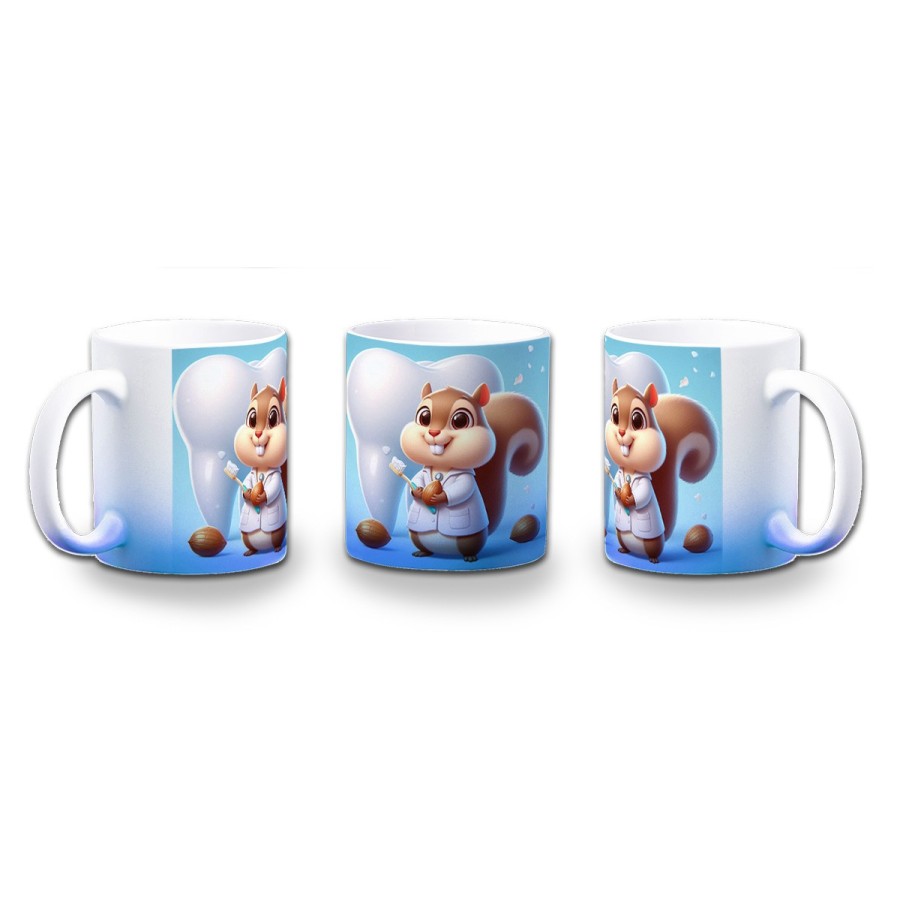 TAZA CON DEGRADADO ardilla dentista animal profesion dientes color personalizada