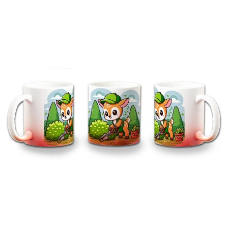 TAZA CON DEGRADADO ciervo jardinero animal profesion plantas color personalizada