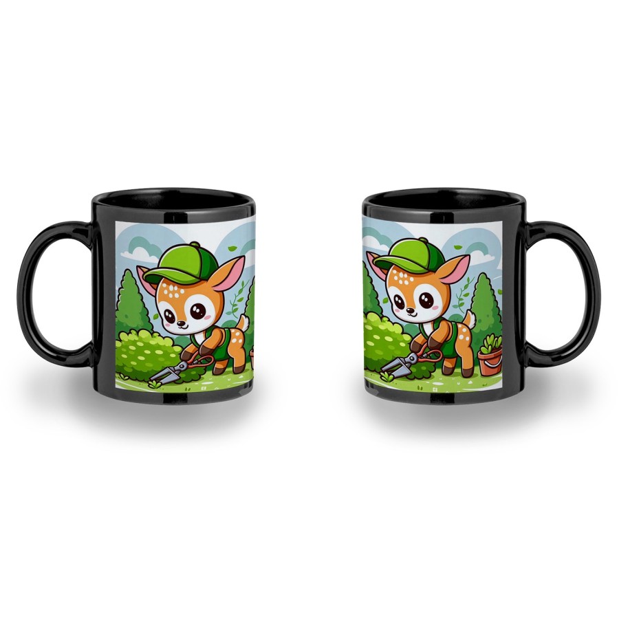 TAZA COLOR RECUADRO ciervo jardinero animal profesion plantas color mug jarra cerveza te infusión