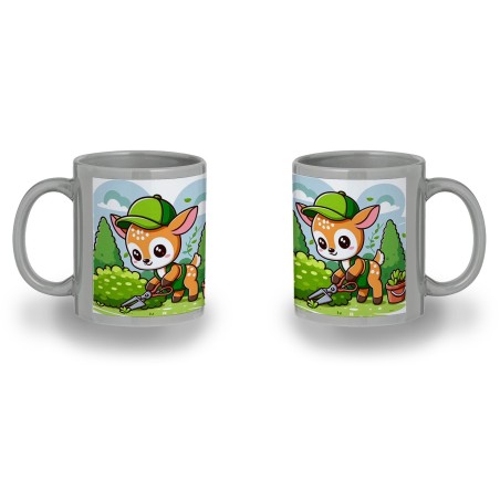 TAZA COLOR RECUADRO ciervo jardinero animal profesion plantas color mug jarra cerveza te infusión