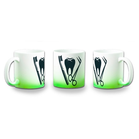 TAZA CON DEGRADADO logo dentista profesion dientes medico color personalizada