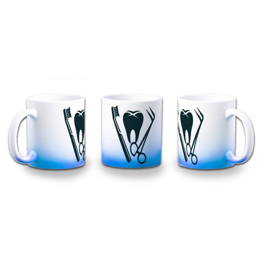 TAZA CON DEGRADADO logo dentista profesion dientes medico color personalizada