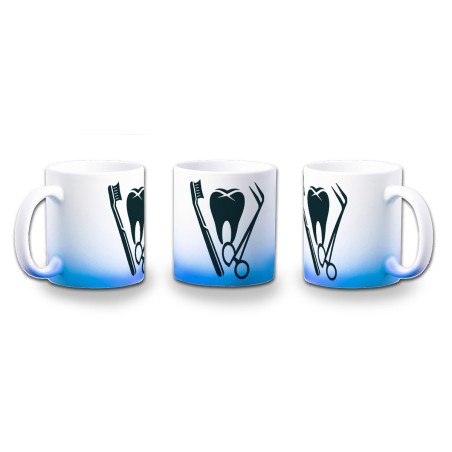 TAZA CON DEGRADADO logo dentista profesion dientes medico color personalizada