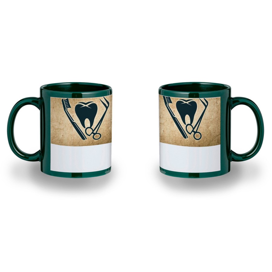 TAZA COLOR RECUADRO logo dentista profesion dientes medico color mug jarra cerveza te infusión