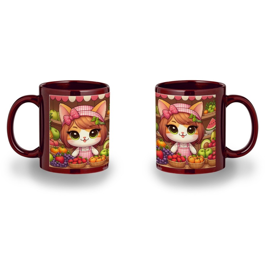 TAZA COLOR RECUADRO gato frutero animal profesion fruteria color mug jarra cerveza te infusión