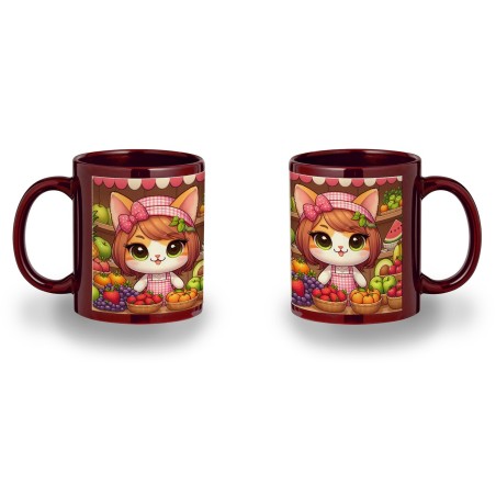 TAZA COLOR RECUADRO gato frutero animal profesion fruteria color mug jarra cerveza te infusión