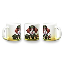 TAZA CON DEGRADADO perro soldado profesion militar defensa color personalizada