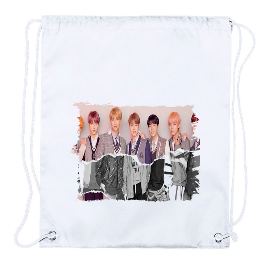 MOCHILA DE CUERDAS (SELECCIONE CANTIDAD) FAKE LOVE KOREA BTS CHICOS playa piscina excursion