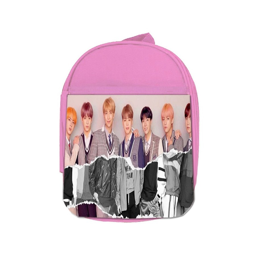 MOCHILA ROSA FAKE LOVE KOREA BTS CHICOS escolar personalizado picnic excursión deporte