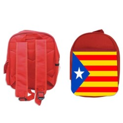 MOCHILA ROJA CATALUÑA BANDERA EMBLEMA LOGO escolar personalizado